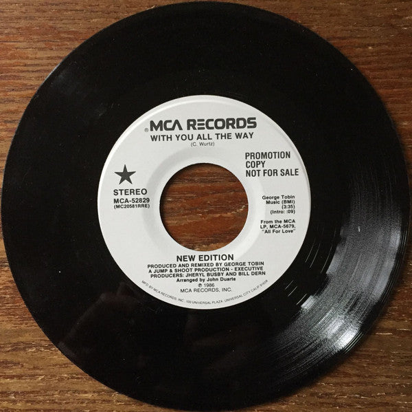 New Edition : With You All The Way (7", Single, Promo)