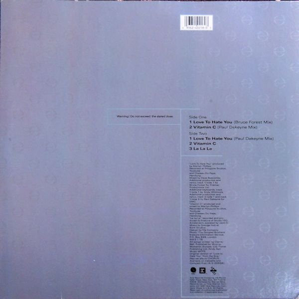 Erasure : Love To Hate You (12", Maxi)