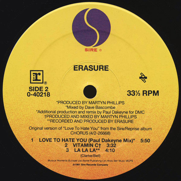 Erasure : Love To Hate You (12", Maxi)