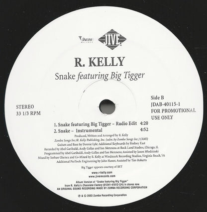 R. Kelly : Snake (Remix) (12", Promo)