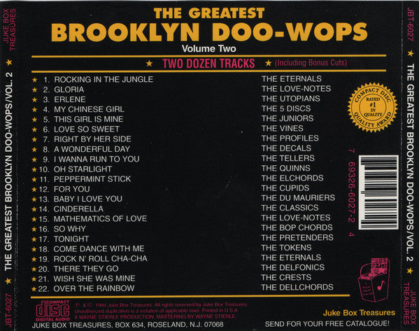 Various :  The Greatest Brooklyn Doo-Wops Volume Two (CD)