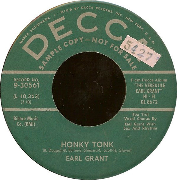 Earl Grant : Honky Tonk / The Next Time You See Me (7", Promo)
