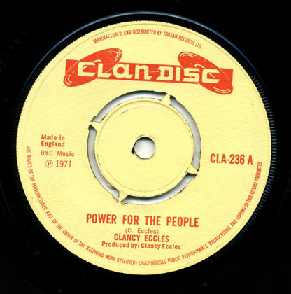 Clancy Eccles / The Dynamites : Power For The People (7", Single)