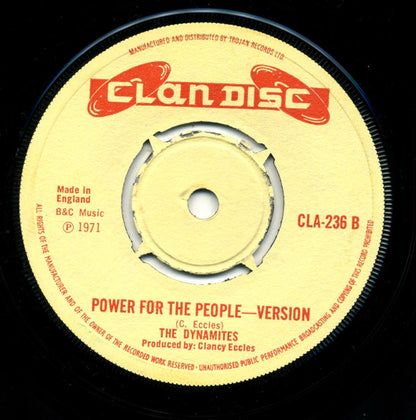 Clancy Eccles / The Dynamites : Power For The People (7", Single)
