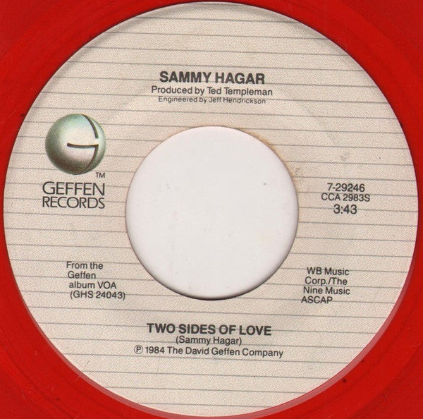 Sammy Hagar : Two Sides Of Love (7", Single, Red)