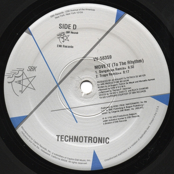 Technotronic Featuring Ya Kid K : Move It (To The Rhythm) (2x12")