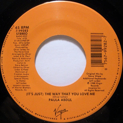 Paula Abdul : (It's Just) The Way That You Love Me (7", Single, Spe)