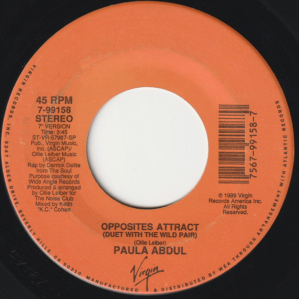 Paula Abdul Duet With The Wild Pair : Opposites Attract (7", Single)