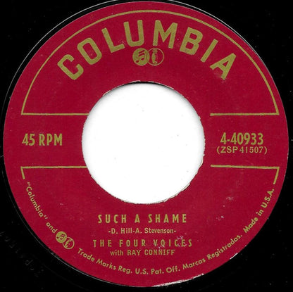 The Four Voices With Ray Conniff : Such A Shame / Angel Of Love (7", Styrene)