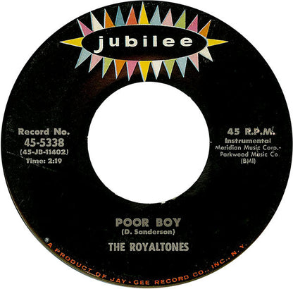 The Royaltones : Poor Boy / Wail! (7", Single)