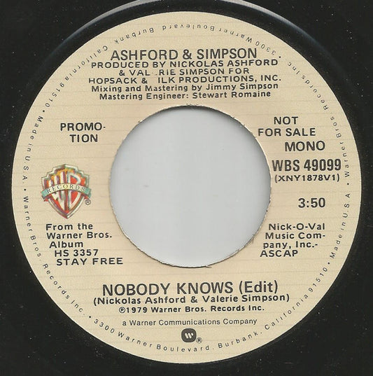Ashford & Simpson : Nobody Knows (7", Mono, Promo)