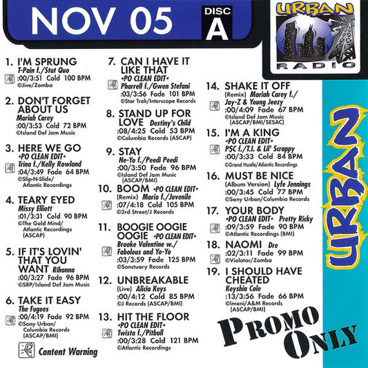 Various : Promo Only Urban Radio: November 2005 ‎ (2xCD, Comp, Promo)