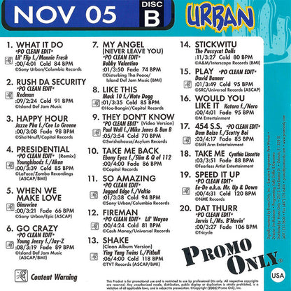 Various : Promo Only Urban Radio: November 2005 ‎ (2xCD, Comp, Promo)
