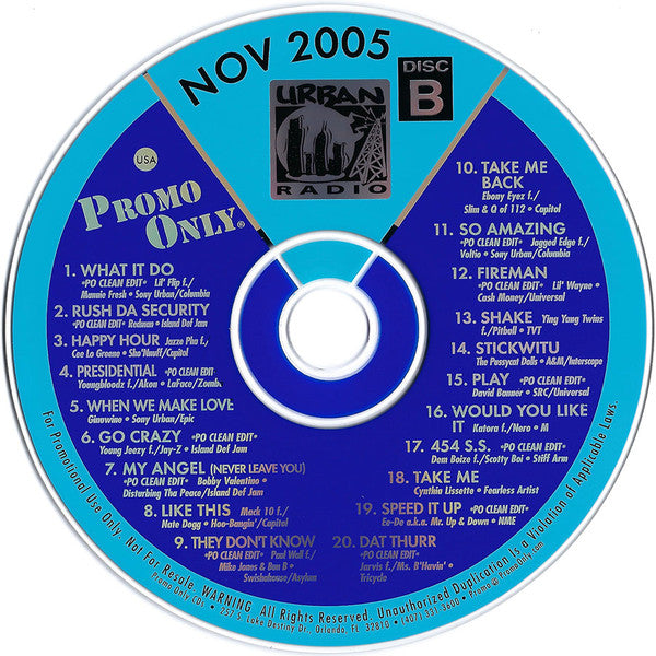Various : Promo Only Urban Radio: November 2005 ‎ (2xCD, Comp, Promo)