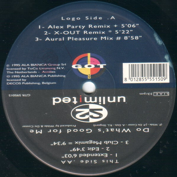 2 Unlimited : Do What's Good For Me (12")