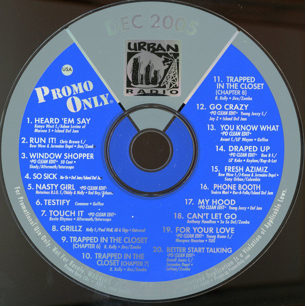 Various : Promo Only Urban Radio: December 2005 (CD, Comp, Promo)