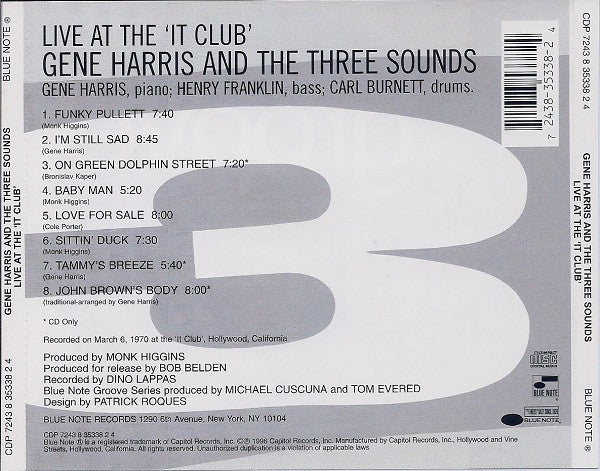 Gene Harris And The Three Sounds : Live At The 'It Club' (CD, Album)