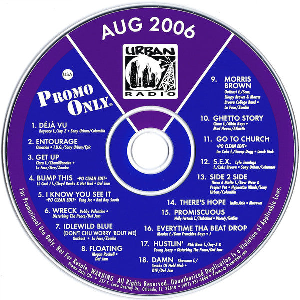 Various : Promo Only Urban Radio: August 2006 (CD, Comp, Promo)