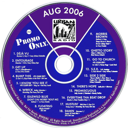 Various : Promo Only Urban Radio: August 2006 (CD, Comp, Promo)