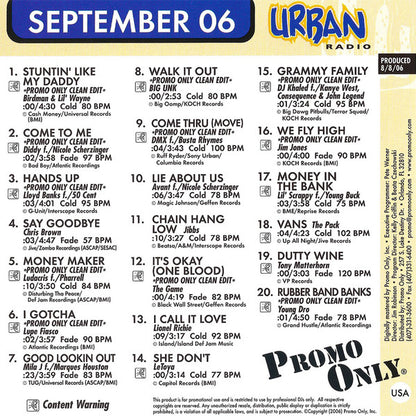 Various : Promo Only Urban Radio: September 2006 (CD, Comp, Promo)