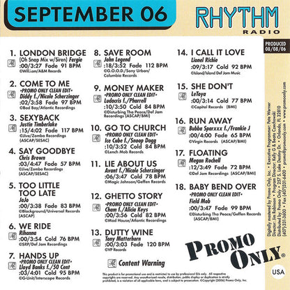 Various : Promo Only Rhythm Radio: September 2006 (CD, Comp, Promo)