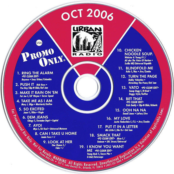 Various : Promo Only Urban Radio: October 2006 (CD, Comp, Promo)