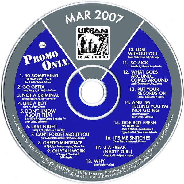 Various : Promo Only Urban Radio March 07 (CD, Comp, Promo)