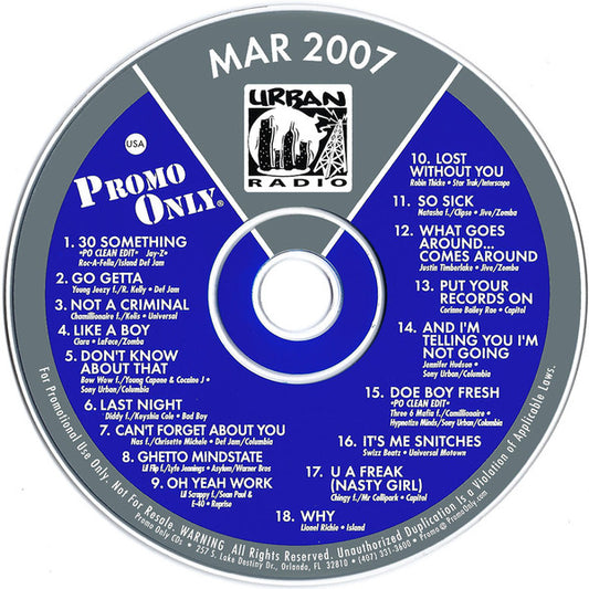 Various : Promo Only Urban Radio March 07 (CD, Comp, Promo)