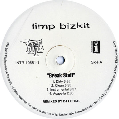 Limp Bizkit : Break Stuff / Crushed (12", Promo)