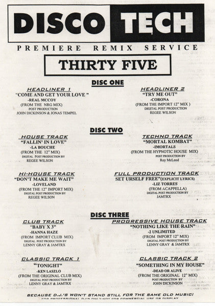 Various : DiscoTech ThirtyFive (3x12", Comp, Promo)