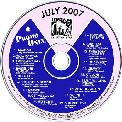 Various : Promo Only Urban Radio: July 2007  (CD, Comp, Promo)
