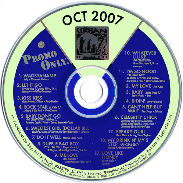 Various : Promo Only Urban Radio: October 2007 (CD, Comp, Promo)