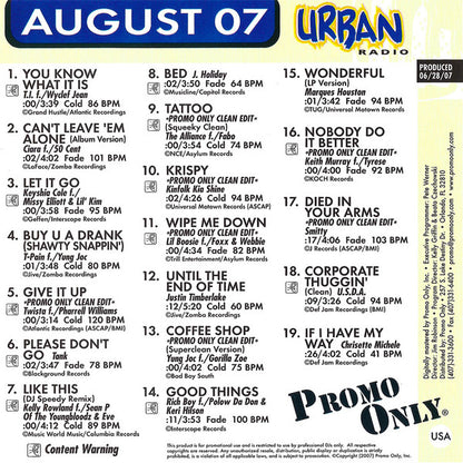 Various : Promo Only Urban Radio: August 2007 (CD, Comp, Promo)
