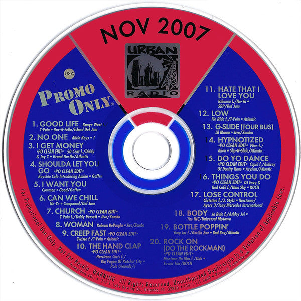 Various : Promo Only Urban Radio: November 2007 (CD, Comp, Promo)