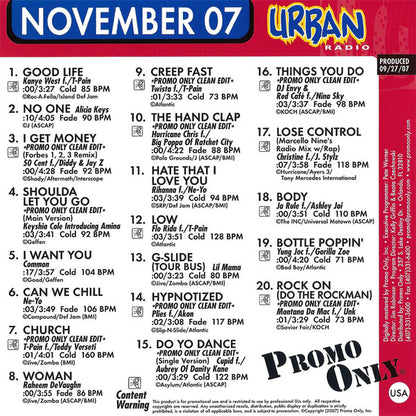Various : Promo Only Urban Radio: November 2007 (CD, Comp, Promo)