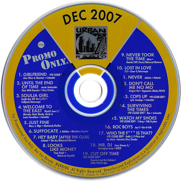 Various : Promo Only Urban Radio: December 2007 (CD, Comp, Promo)