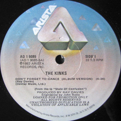 The Kinks : Don't Forget To Dance (12", Promo)