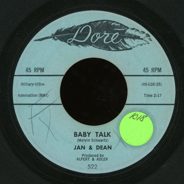 Jan & Dean : Baby Talk / Jeanette, Get Your Hair Done (7")