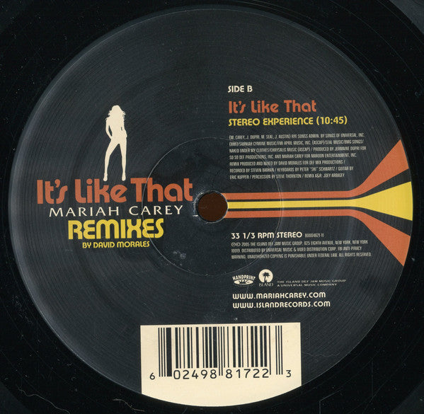 Mariah Carey : It's Like That (Remixes) (12", Single)