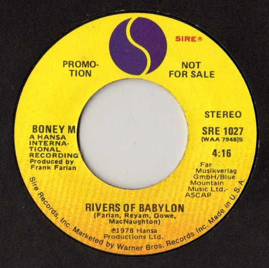 Boney M. : Rivers Of Babylon (7", Single, Mono, Promo)