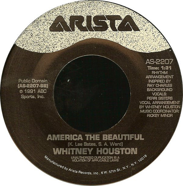 Whitney Houston : The Star Spangled Banner (7")