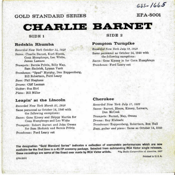 Charlie Barnet : Charlie Barnet (7", EP, Comp)