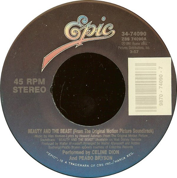 Céline Dion & Peabo Bryson : Beauty And The Beast (7")