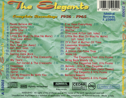 The Elegants : The Elegants Complete Recordings 1956-1965 (CD, Comp)