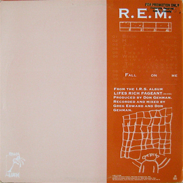 R.E.M. : Fall On Me (12", Promo, Glo)