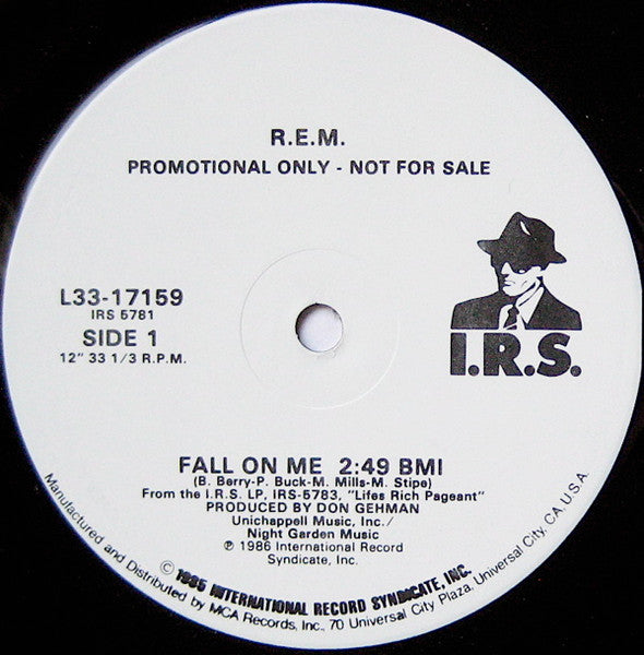R.E.M. : Fall On Me (12", Promo, Glo)