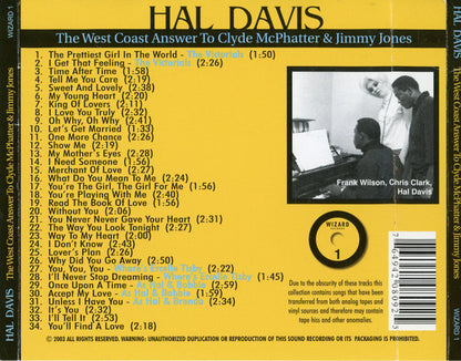 Hal Davis : The West Coast Answer To Clyde McPhatter & Jimmy Jones (CD)