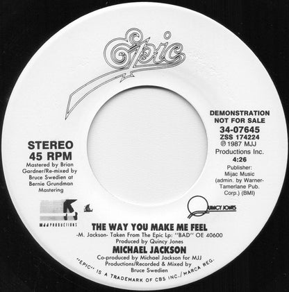 Michael Jackson : The Way You Make Me Feel (7", Single, Promo)