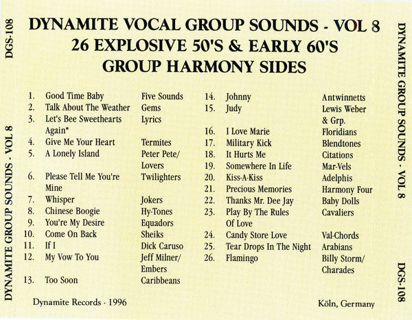 Various : Dynamite Vocal Group Sounds Vol. 8 : 26 Explosive Group Harmony Sides! (CD, Comp)