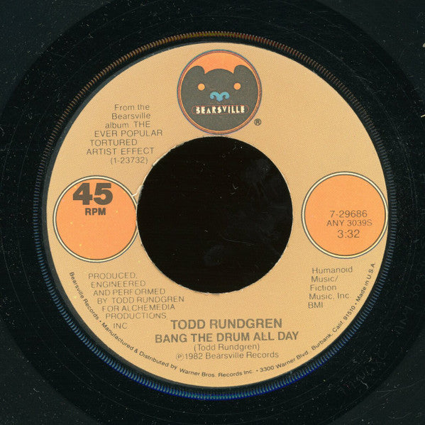Todd Rundgren : Bang The Drum All Day  (7", Single)